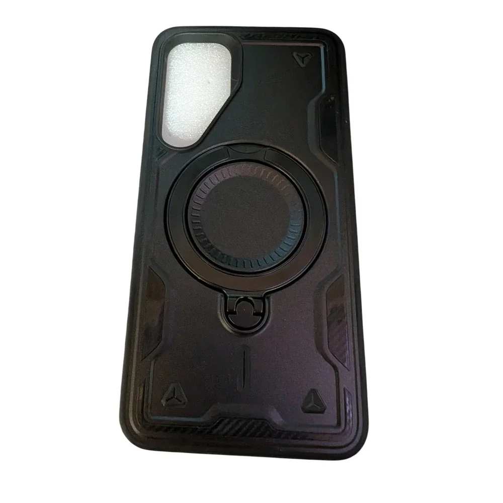Phone Case Samsung S25+ Black New Rugged Ring Stand Armor Carbon